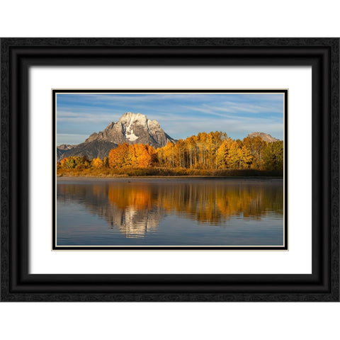 Autumn view of Mount Moran and Snake River-Grand Teton National Park-Wyoming Black Ornate Wood Framed Art Print with Double Matting by Jones, Adam