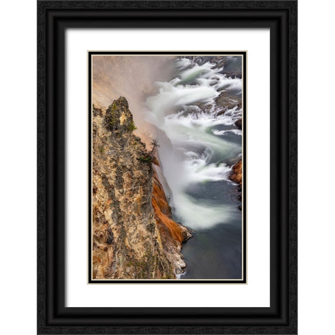Turbulent water below Lower Falls-Grand Canyon of the Yellowstone-Yellowstone National Park-Wyoming Black Ornate Wood Framed Art Print with Double Matting by Jones, Adam