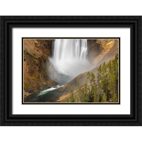 Lower Falls-Grand Canyon of the Yellowstone-Yellowstone National Park-Wyoming Black Ornate Wood Framed Art Print with Double Matting by Jones, Adam