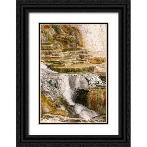 Canary Spring terraces at sunrise-Mammoth Hot Springs-Yellowstone National Park-Wyoming Black Ornate Wood Framed Art Print with Double Matting by Jones, Adam