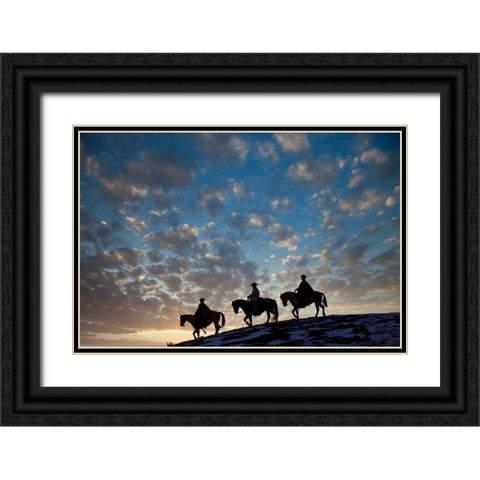 USA- Shell- Wyoming. Hideout Ranch cowboys and cowgirls Black Ornate Wood Framed Art Print with Double Matting by Gulin, Darrell
