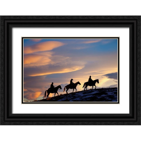 USA- Shell- Wyoming. Hideout Ranch cowboys and cowgirls Black Ornate Wood Framed Art Print with Double Matting by Gulin, Darrell