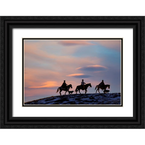 USA- Shell- Wyoming. Hideout Ranch cowboys and cowgirls Black Ornate Wood Framed Art Print with Double Matting by Gulin, Darrell