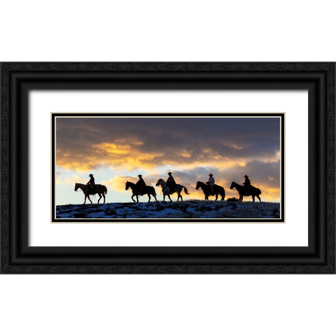 USA- Shell- Wyoming. Hideout Ranch cowboys and cowgirls Black Ornate Wood Framed Art Print with Double Matting by Gulin, Darrell