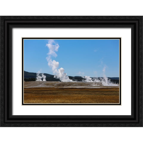 Yellowstone National Park-USA-Wyoming Old Faithful Black Ornate Wood Framed Art Print with Double Matting by Sienda, Jolly