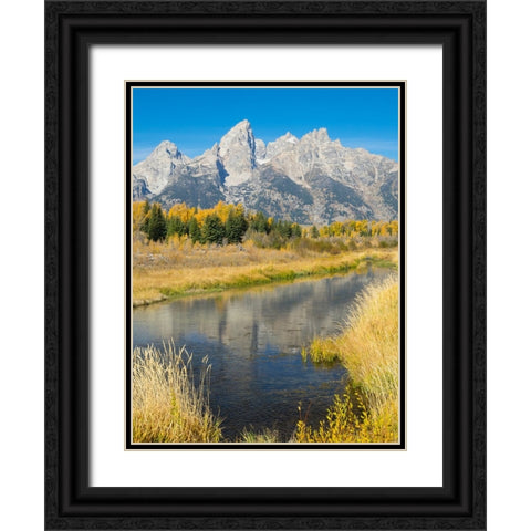 Wyoming- Grand Teton National Park. Teton Range with Grand Teton and Snake River Black Ornate Wood Framed Art Print with Double Matting by Wild, Jamie and Judy