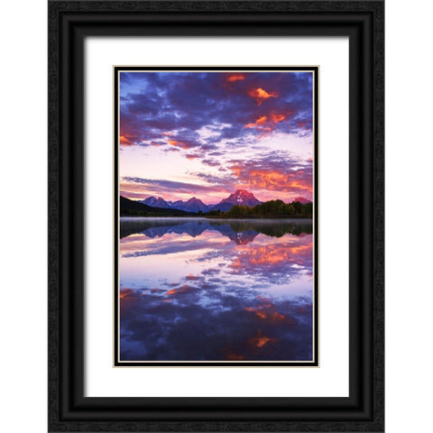 Dawn light over the Tetons from Oxbow Bend-Grand Teton National Park-Wyoming-USA Black Ornate Wood Framed Art Print with Double Matting by Bishop, Russ