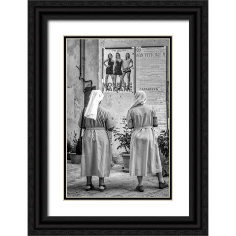 Chicky Girls Black Ornate Wood Framed Art Print with Double Matting by Grimaldi, Giuseppe