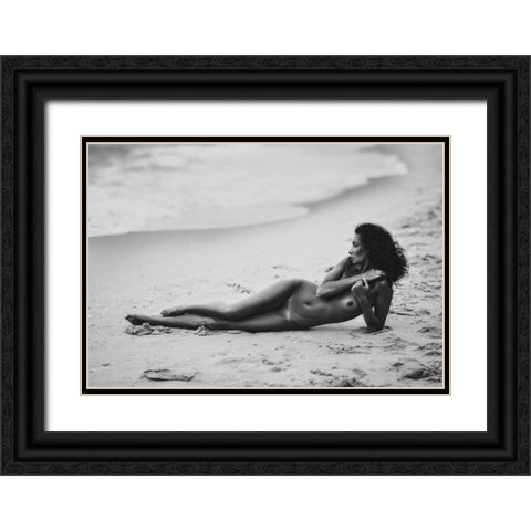 Katrin And The Sea Black Ornate Wood Framed Art Print with Double Matting by Rise, Zachar