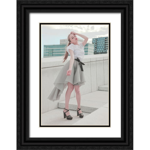 Rooftop Fashion Mood. Black Ornate Wood Framed Art Print with Double Matting by Kristiano
