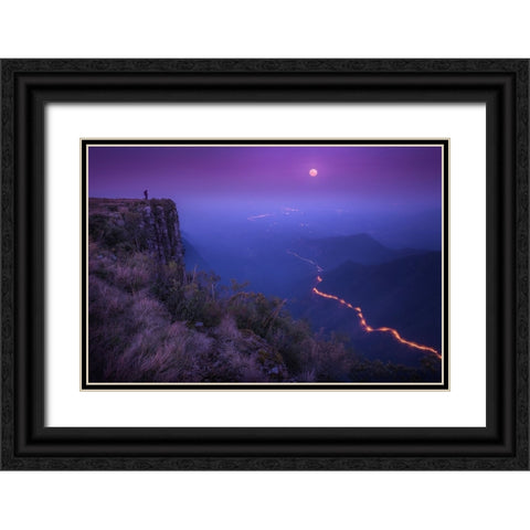 Planet Earth Black Ornate Wood Framed Art Print with Double Matting by Sombrio, Raphael