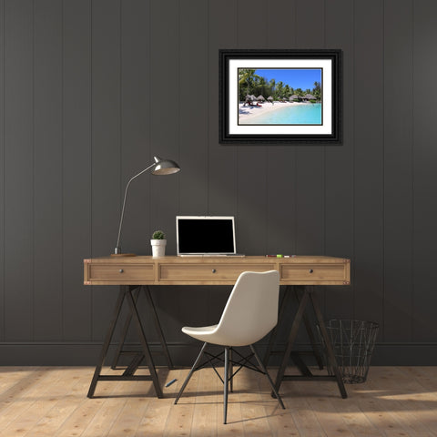 Blue Beach Black Ornate Wood Framed Art Print with Double Matting by Daniel, Nick