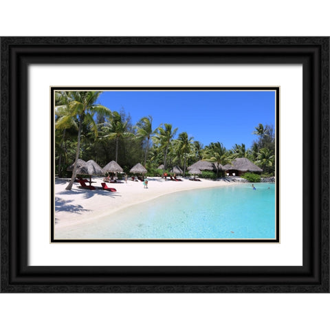 Blue Beach Black Ornate Wood Framed Art Print with Double Matting by Daniel, Nick