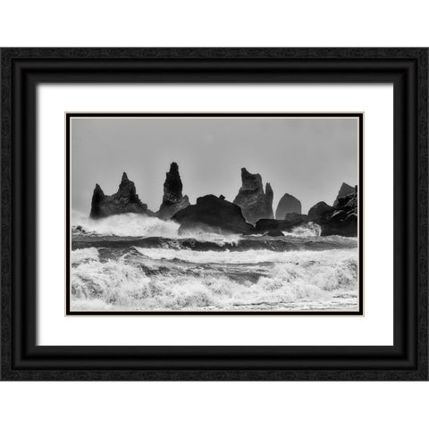 Stormy Beach Black Ornate Wood Framed Art Print with Double Matting by Forns, Alfred