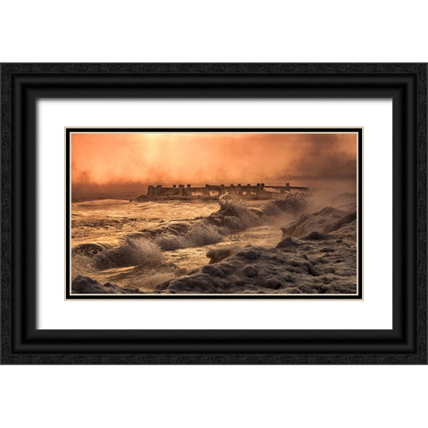 Liquid Gold Black Ornate Wood Framed Art Print with Double Matting by Breau, Susan
