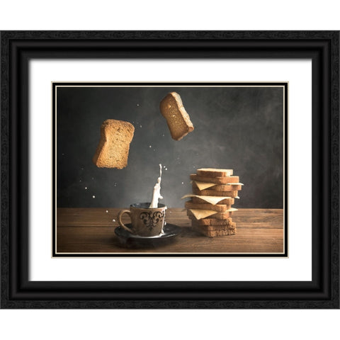 Splash Black Ornate Wood Framed Art Print with Double Matting by Bader, Ali