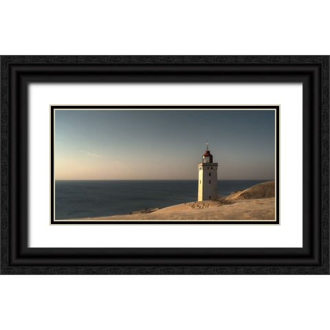 Mood At The Lighthouse Black Ornate Wood Framed Art Print with Double Matting by Londal, Leif
