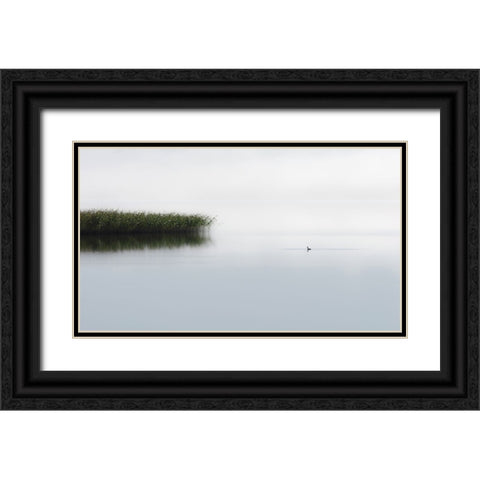 The Lone Fisher Black Ornate Wood Framed Art Print with Double Matting by Emanuelson, Bjorn