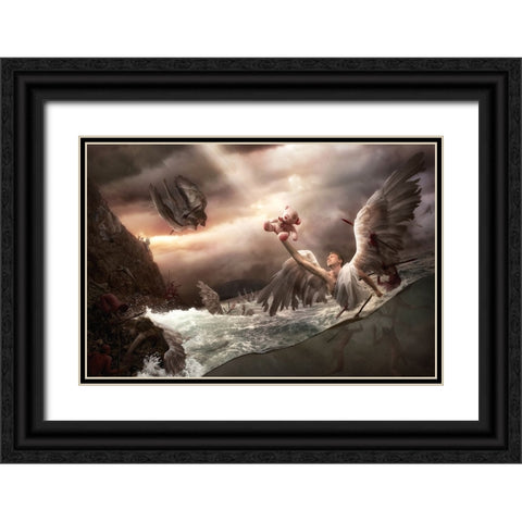 La Baie Des Anges Black Ornate Wood Framed Art Print with Double Matting by Kiciak, Christophe