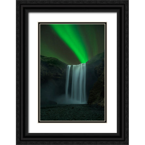 Skogafoss Black Ornate Wood Framed Art Print with Double Matting by Zhu, Jingshu
