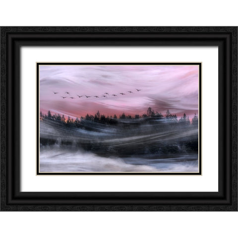 Leaving At Dawn Black Ornate Wood Framed Art Print with Double Matting by Emanuelson, Bjorn