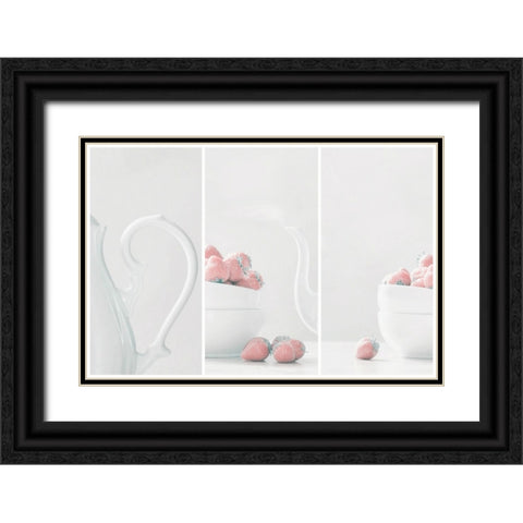 Strawberries Delight Black Ornate Wood Framed Art Print with Double Matting by Devos, Delphine