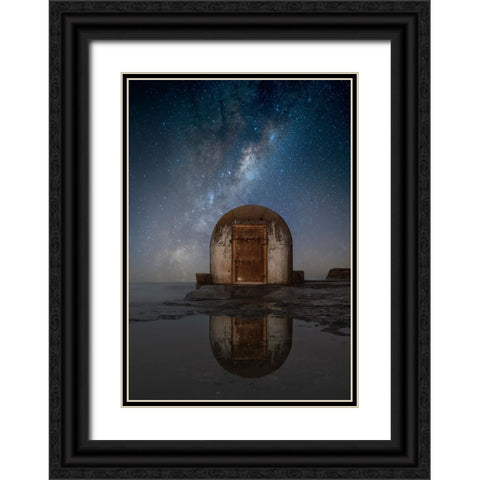 Lonely Hut Black Ornate Wood Framed Art Print with Double Matting by Zhu, Jingshu