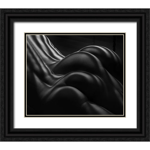 Female Zebra Stripes Black Ornate Wood Framed Art Print with Double Matting by Dixon, Colin