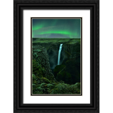Green Night Black Ornate Wood Framed Art Print with Double Matting by Xu, Mei