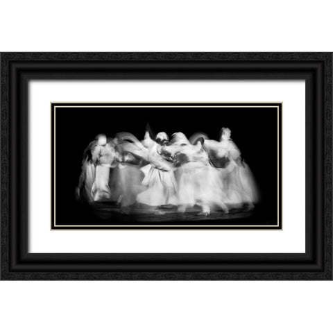 Sufi Dance In Motion Black Ornate Wood Framed Art Print with Double Matting by El Assy, Nader