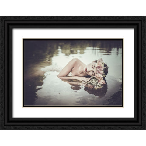 Ophelia Black Ornate Wood Framed Art Print with Double Matting by Gorecka, Dorota