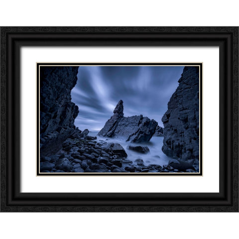 Crescent Head Black Ornate Wood Framed Art Print with Double Matting by Zhu, Jingshu