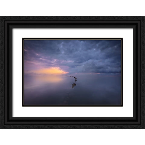 Colorful Sunrise Black Ornate Wood Framed Art Print with Double Matting by joanaduenas