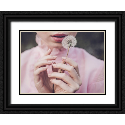 Dandelion Black Ornate Wood Framed Art Print with Double Matting by Gorecka, Dorota