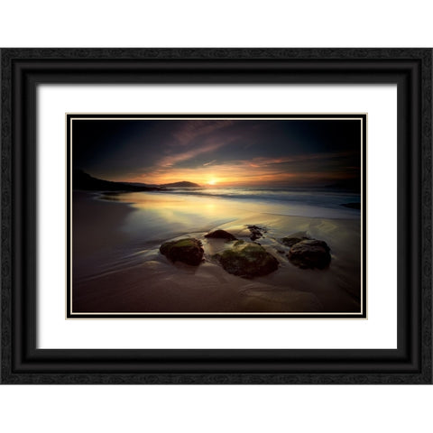 Lights Of O Fortiapon Black Ornate Wood Framed Art Print with Double Matting by Pascual Buye, Santiago