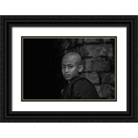 No.6 Black Ornate Wood Framed Art Print with Double Matting by M, Adirek