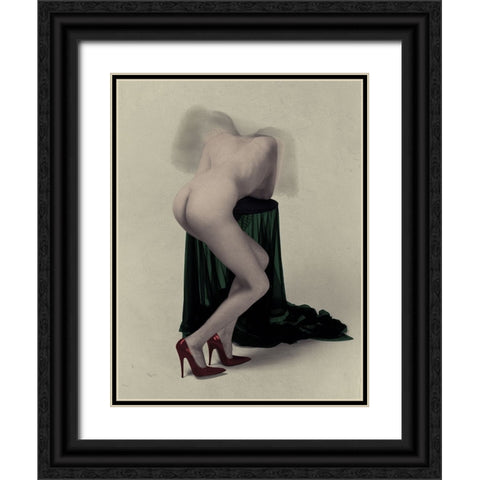 Black Wing Angel Black Ornate Wood Framed Art Print with Double Matting by Hattori, Fuyuki