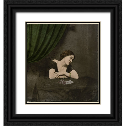 Photographer Unknown Qa Card-Divining Victorian Ladyq Black Ornate Wood Framed Art Print with Double Matting by Hattori, Fuyuki