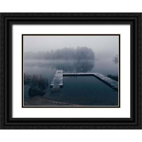 Dark Reflections Black Ornate Wood Framed Art Print with Double Matting by Lindsten, Christian