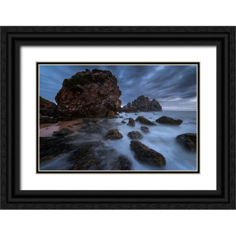 By The Sea Black Ornate Wood Framed Art Print with Double Matting by Zhang, Joshua