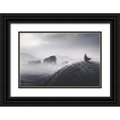 Robin Hood Black Ornate Wood Framed Art Print with Double Matting by Buhligaha, Hussain