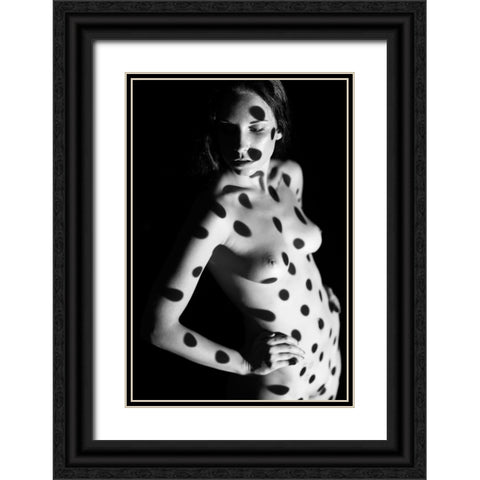 Dots Ii Black Ornate Wood Framed Art Print with Double Matting by Blasko, Jan