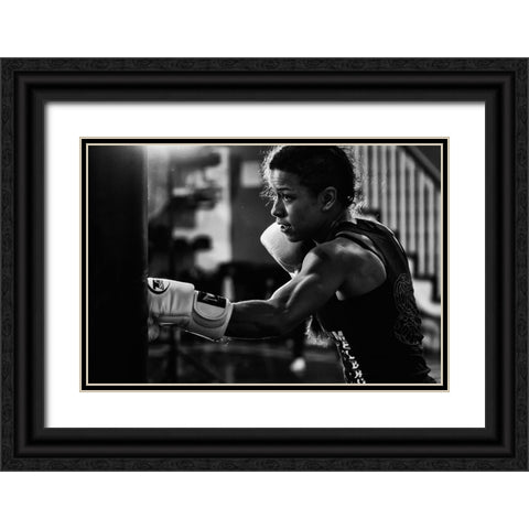 Training Black Ornate Wood Framed Art Print with Double Matting by Zhao, Henry