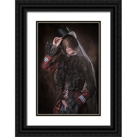 Mistery Girl Black Ornate Wood Framed Art Print with Double Matting by Kayen-Mouthaan, Carola