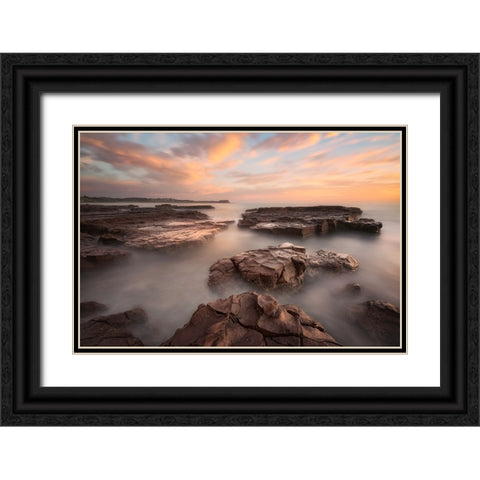 Summer Glow Black Ornate Wood Framed Art Print with Double Matting by Zhu, Jingshu