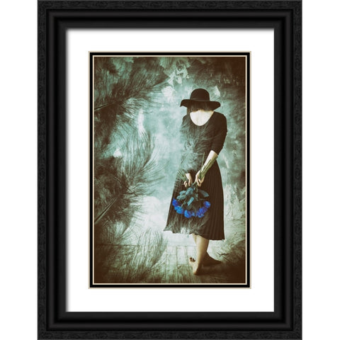 Feathers Black Ornate Wood Framed Art Print with Double Matting by Kiyota, Daisuke