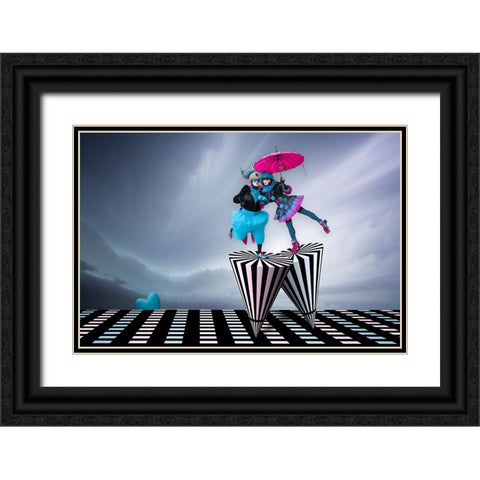 Spinning On The Runway Of Love Black Ornate Wood Framed Art Print with Double Matting by Doyle, Renee