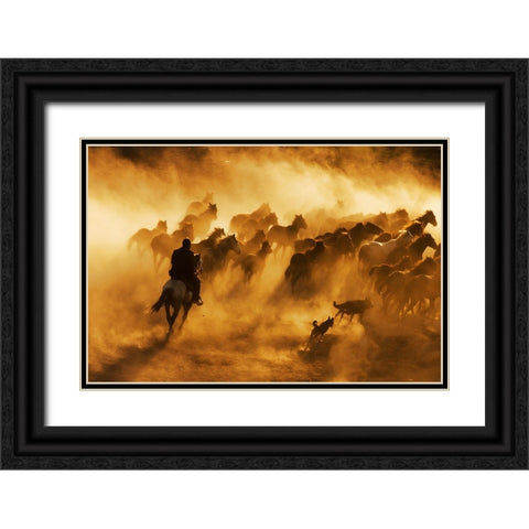 Cowboy Black Ornate Wood Framed Art Print with Double Matting by Tunc, Feyzullah