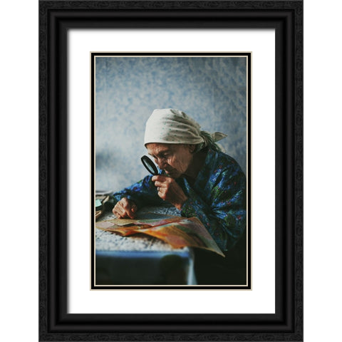 Grandmother Black Ornate Wood Framed Art Print with Double Matting by Zhukova, Natalia