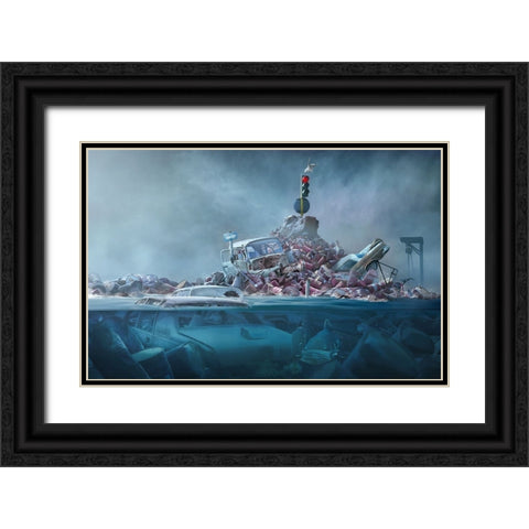 Destruction Of The Environment Black Ornate Wood Framed Art Print with Double Matting by Almawash, Sulaiman